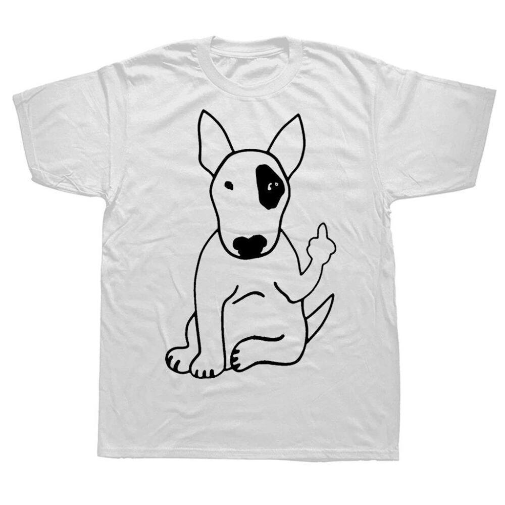 English Bull Terrier Middle Finger Dog Lover T Shirts Graphic Cotton Streetwear